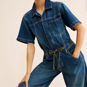 Free People Dark Blue Women's Denim Overalls